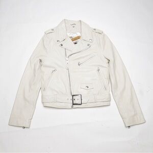 Schott NYC Perfecto Biker Leather Jacket‎ White Cream Ivory Size Medium